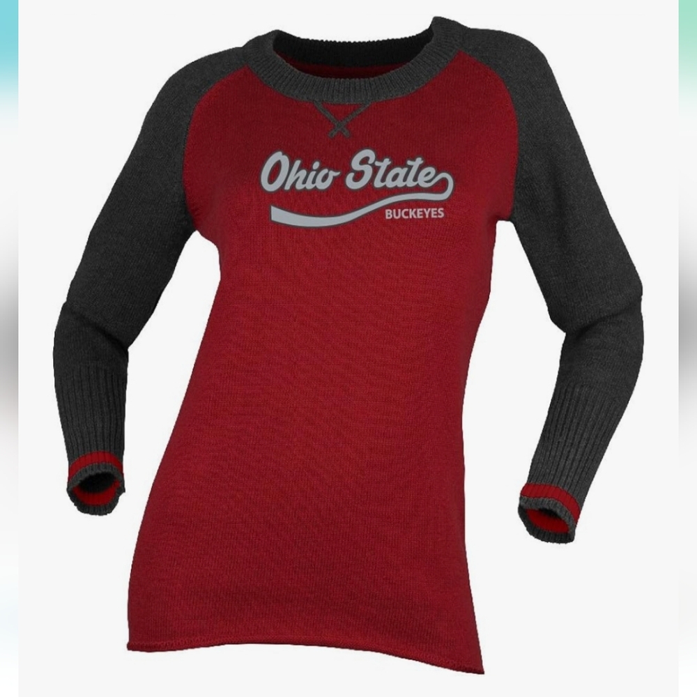 Ohio State Women's Crew Neck Sweater - Red and Black